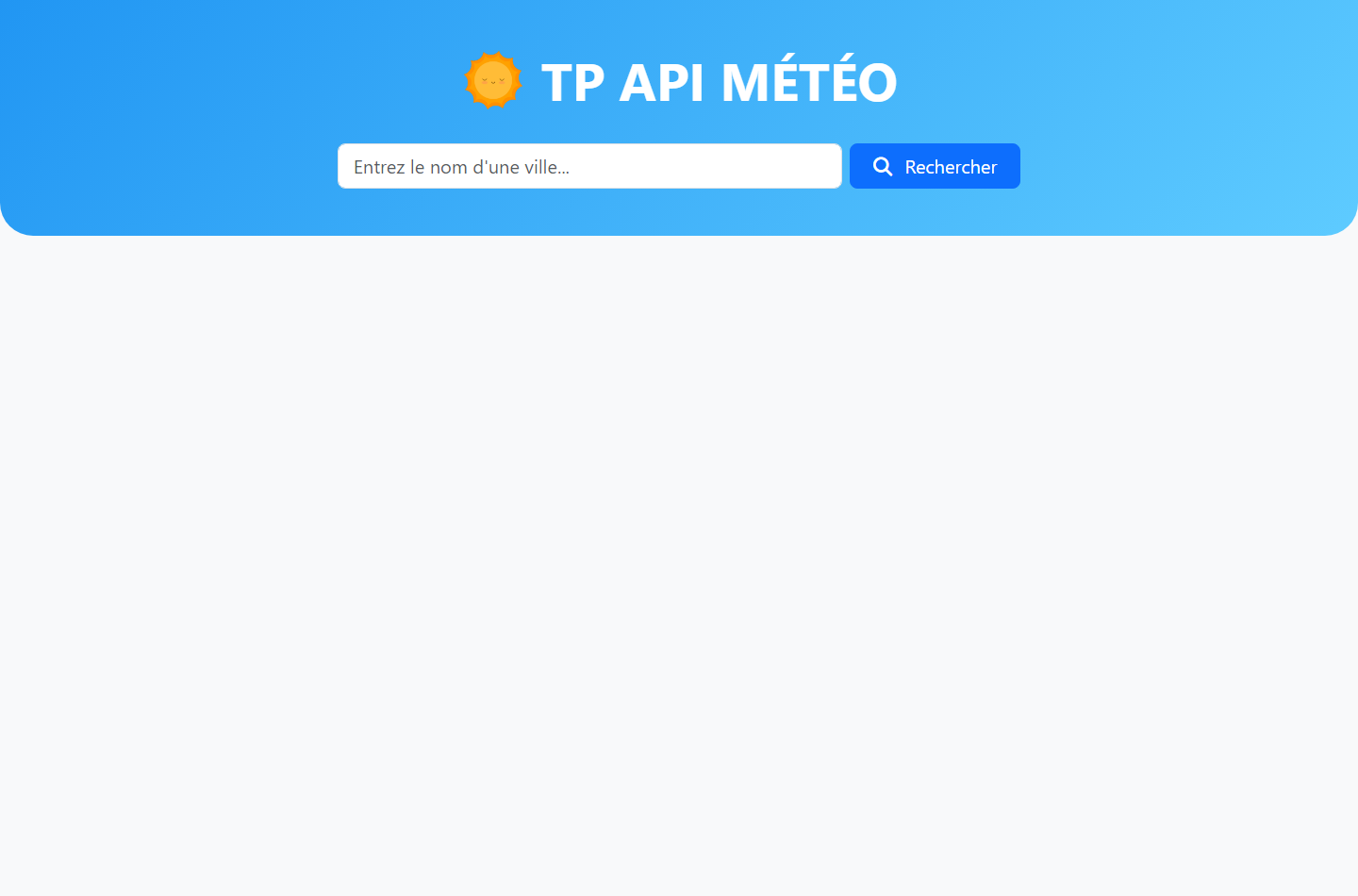 Screenshot of weather API website